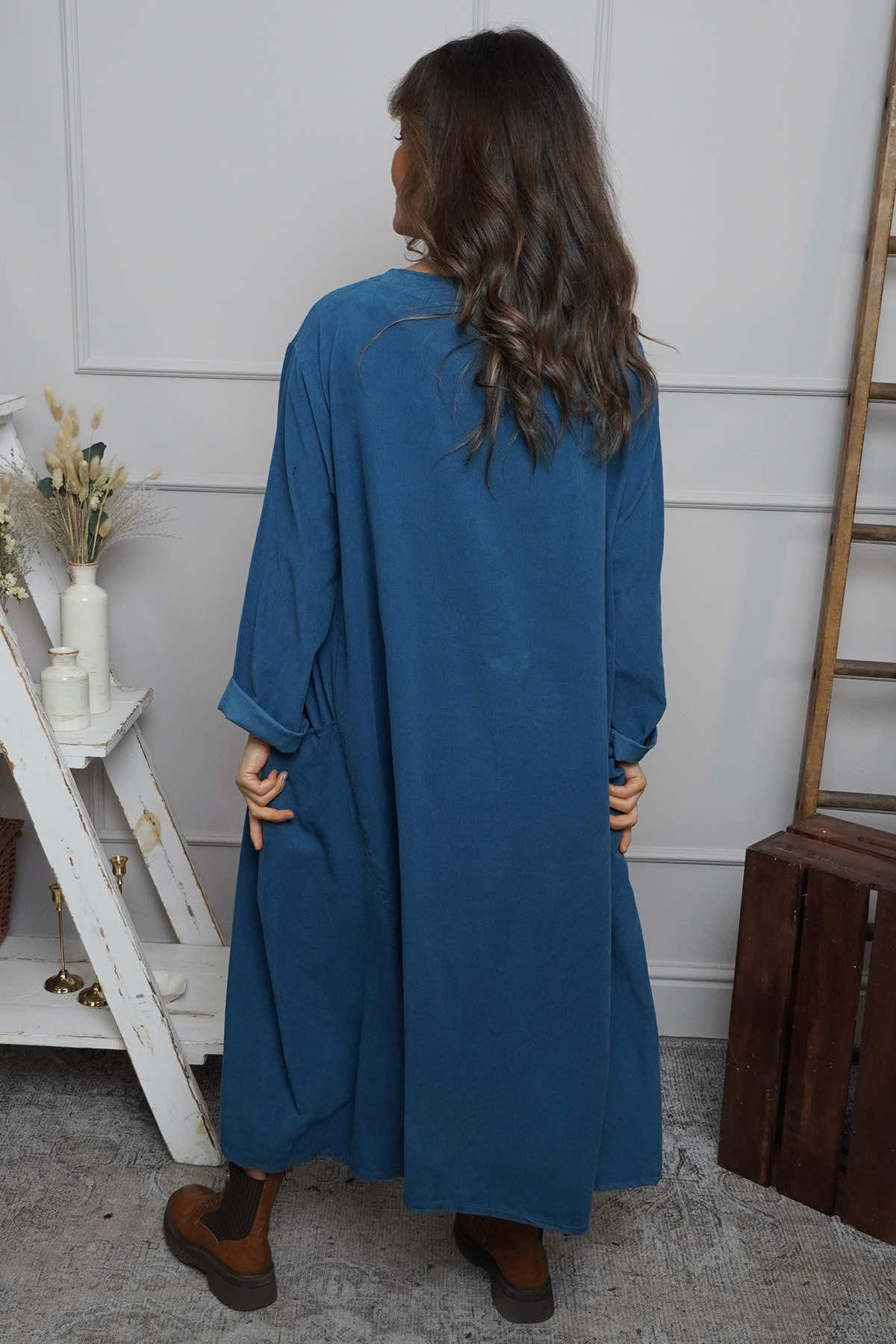 Cerys Cord Pocket Dress Teal