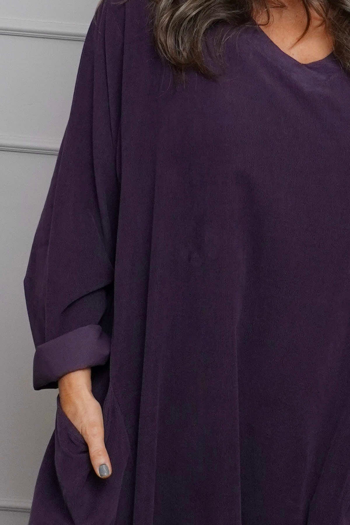 Cerys Cord Pocket Dress Purple