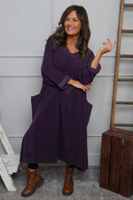 Cerys Cord Pocket Dress Purple Purple - Cerys Cord Pocket Dress Purple