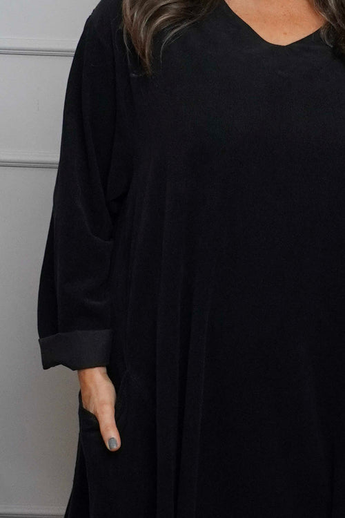 Cerys Cord Pocket Dress Black - Image 3