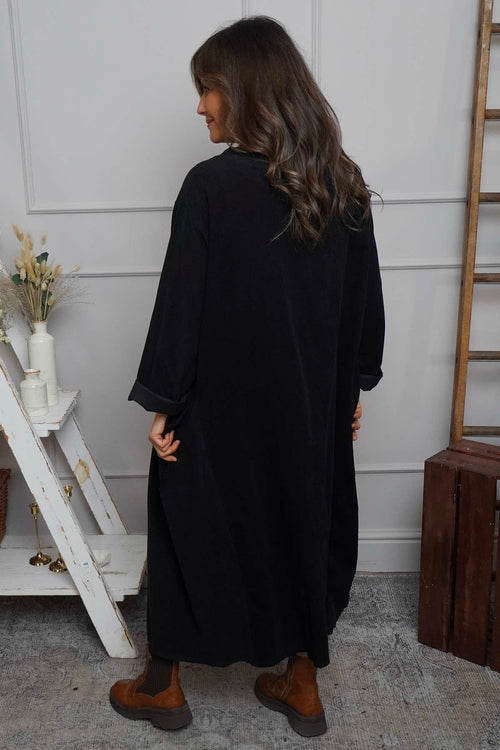 Cerys Cord Pocket Dress Black - Image 4