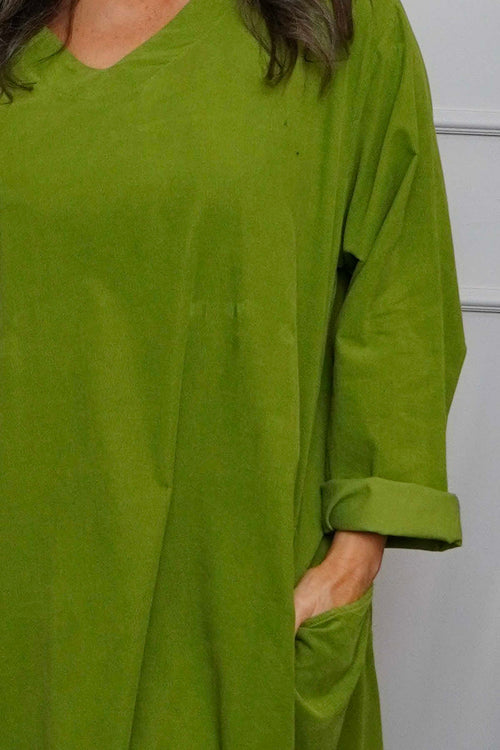 Cerys Cord Pocket Dress Olive - Image 3