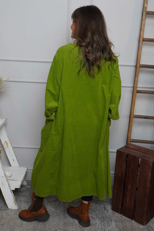 Cerys Cord Pocket Dress Olive - Image 4