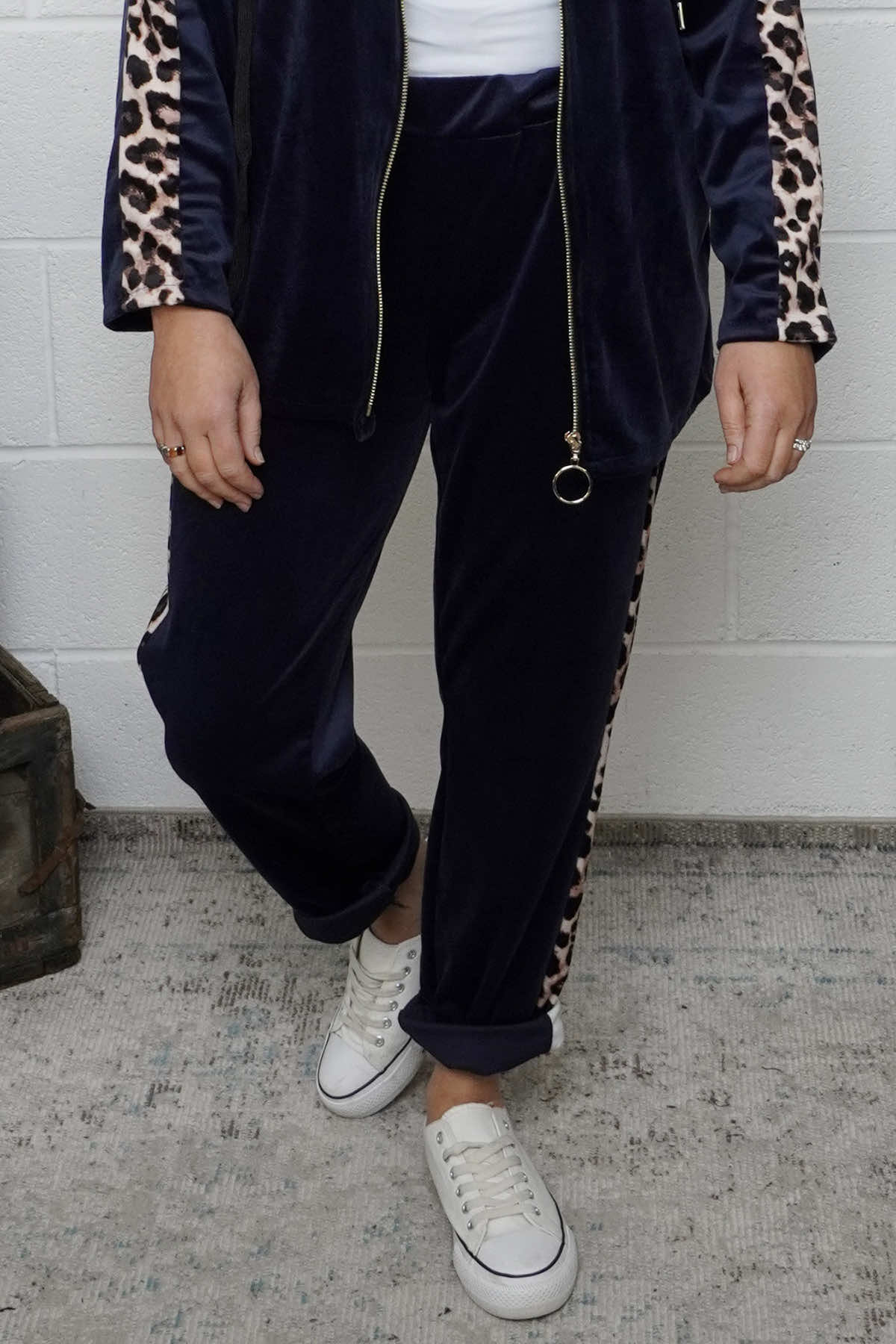 Phillida Leopard Trousers Navy