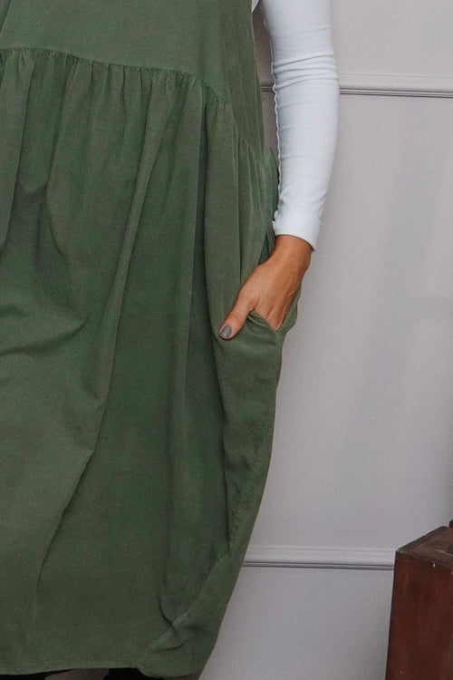 Meredith Needlecord Pinafore Khaki - Image 3