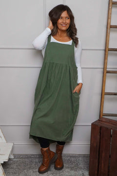 Meredith Needlecord Pinafore Khaki