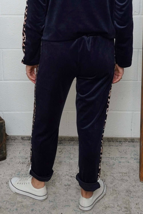 Phillida Leopard Trousers Navy - Image 4