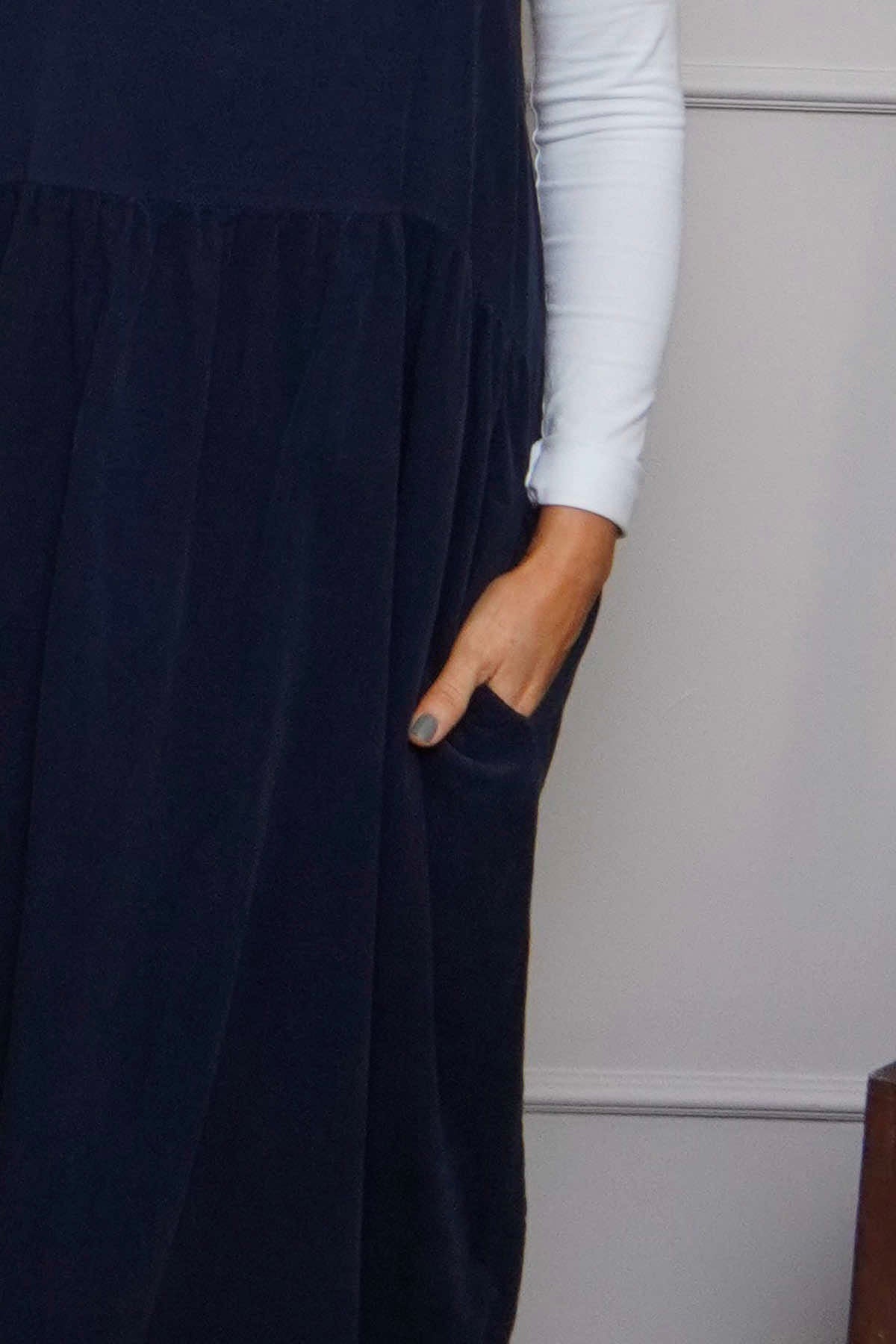 Meredith Needlecord Pinafore Navy