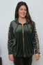 Rochelle Leopard Zip Hooded Top Khaki