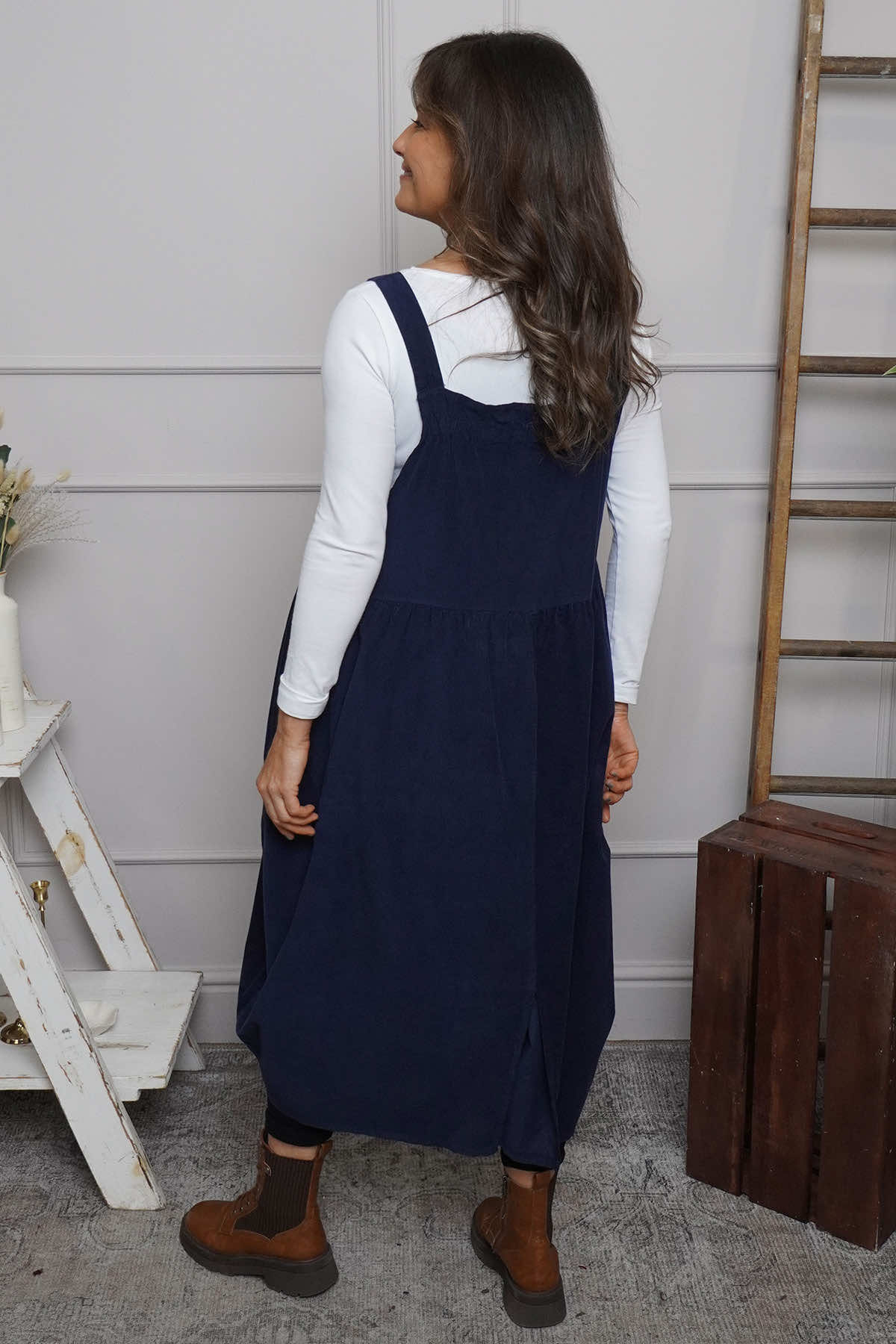 Meredith Needlecord Pinafore Navy