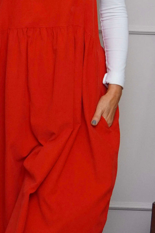 Meredith Needlecord Pinafore Red - Image 3