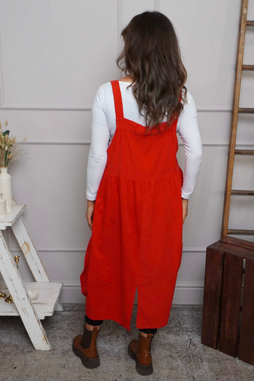 Meredith Needlecord Pinafore Red - Image 4