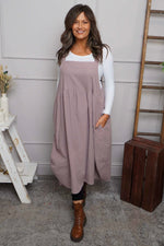 Meredith Needlecord Pinafore Mauve Mauve - Meredith Needlecord Pinafore Mauve