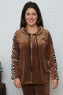Rochelle Leopard Zip Hooded Top Nutmeg