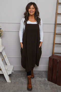 Meredith Needlecord Pinafore Cocoa