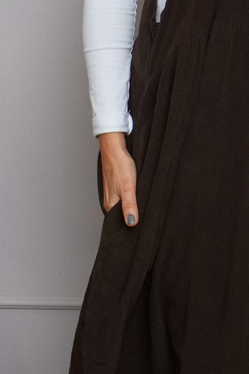 Meredith Needlecord Pinafore Cocoa - Image 3