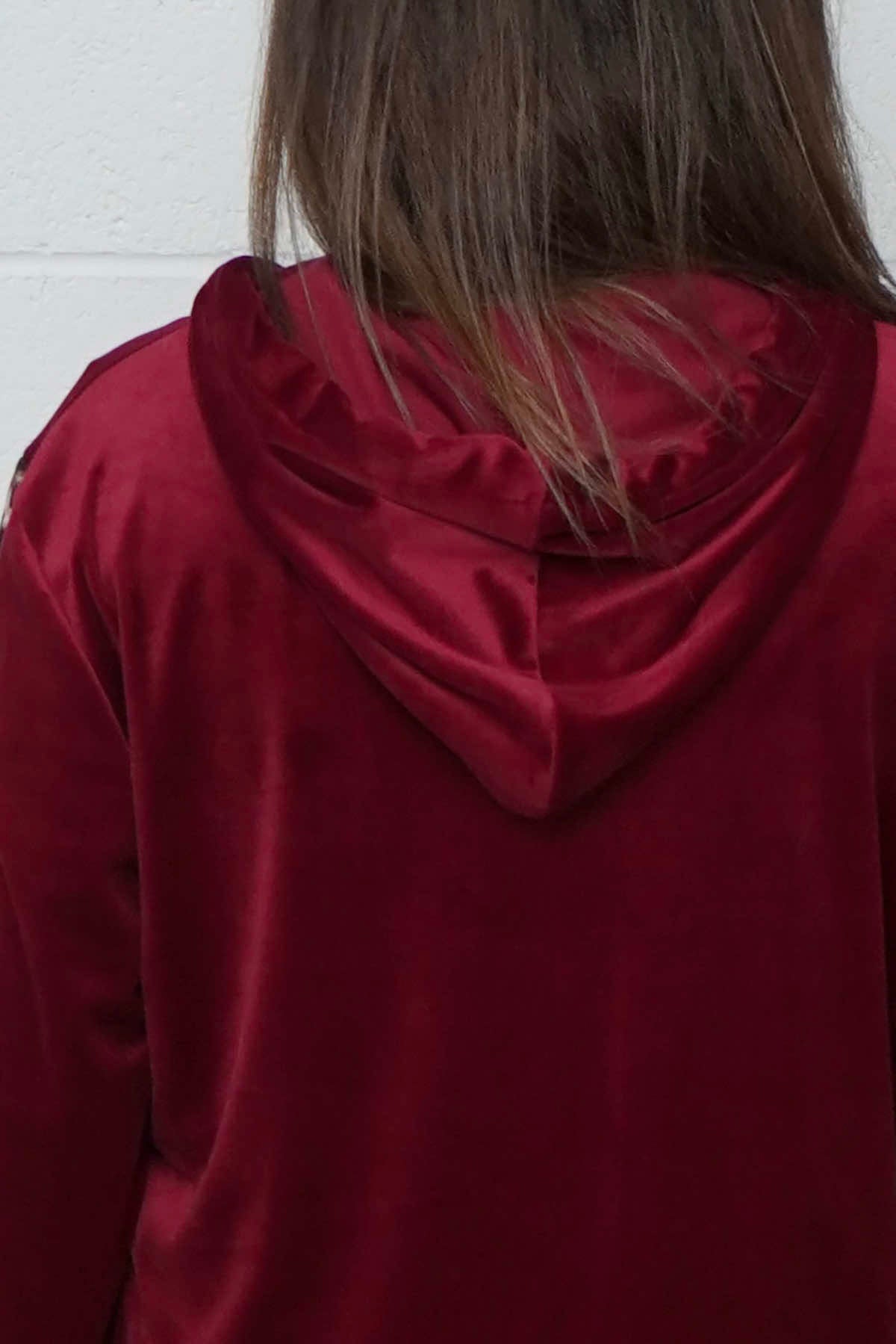 Rochelle Leopard Zip Hooded Top Wine
