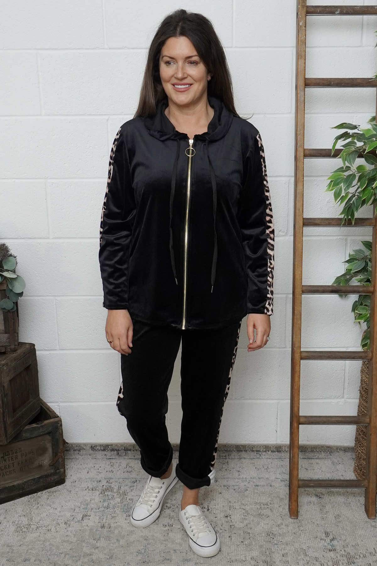 Phillida Leopard Trousers Black