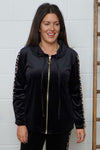 Rochelle Leopard Zip Hooded Top Black