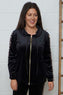 Rochelle Leopard Zip Hooded Top Black