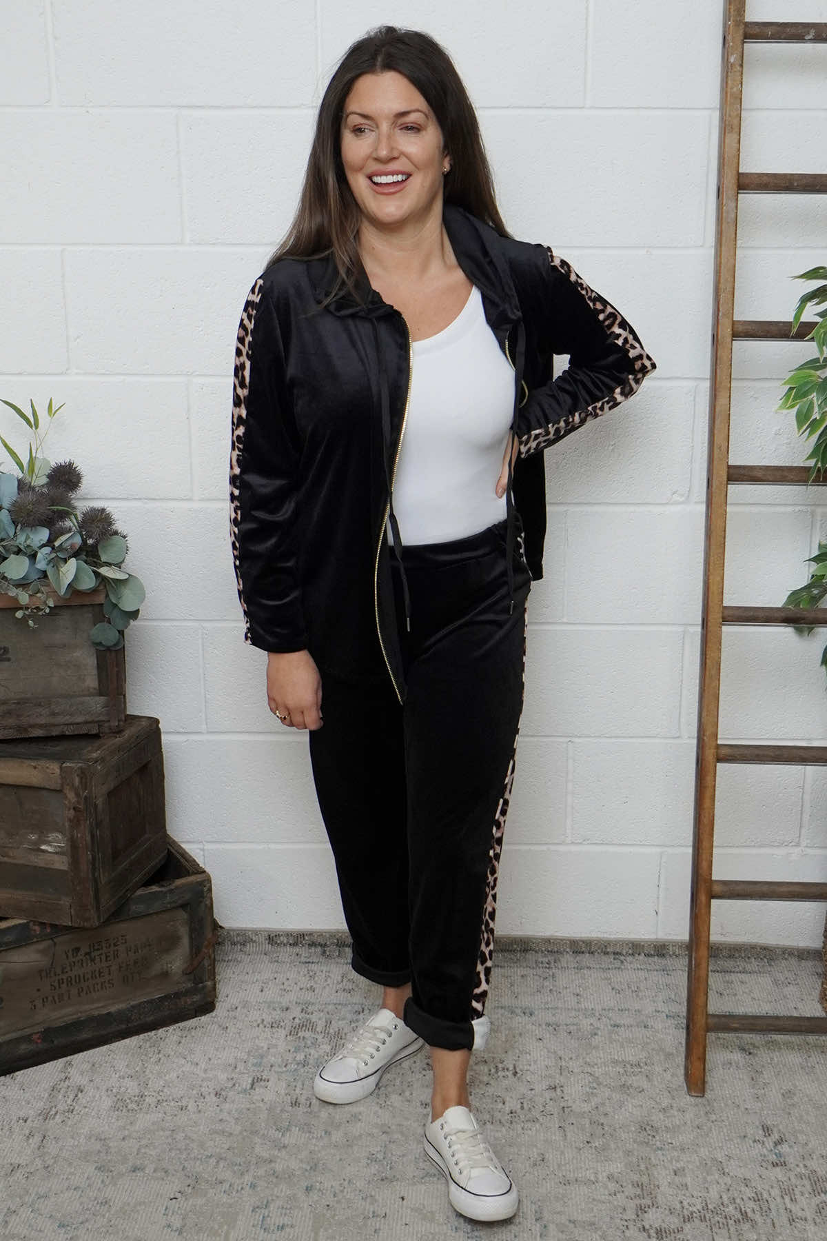 Phillida Leopard Trousers Black