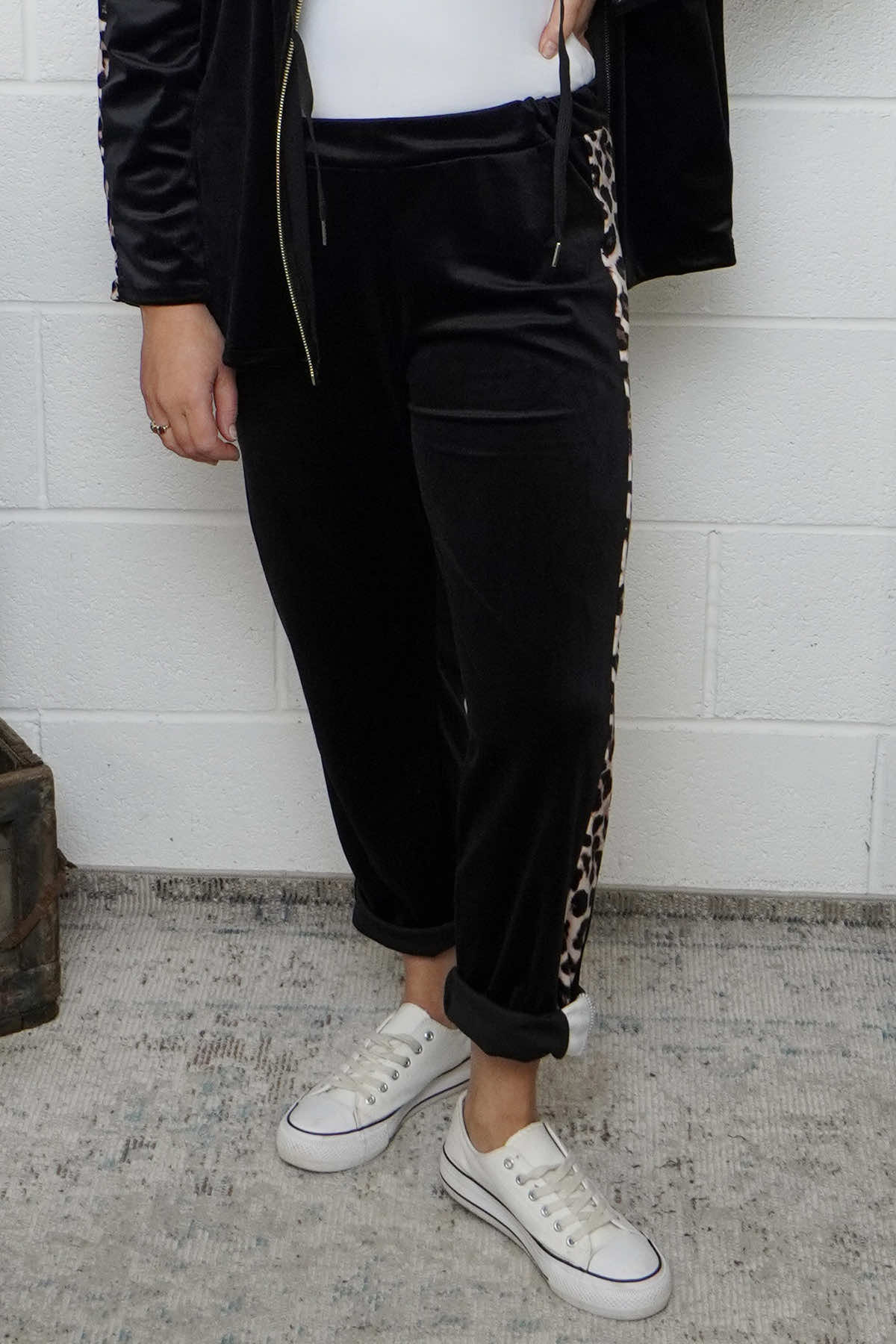 Phillida Leopard Trousers Black