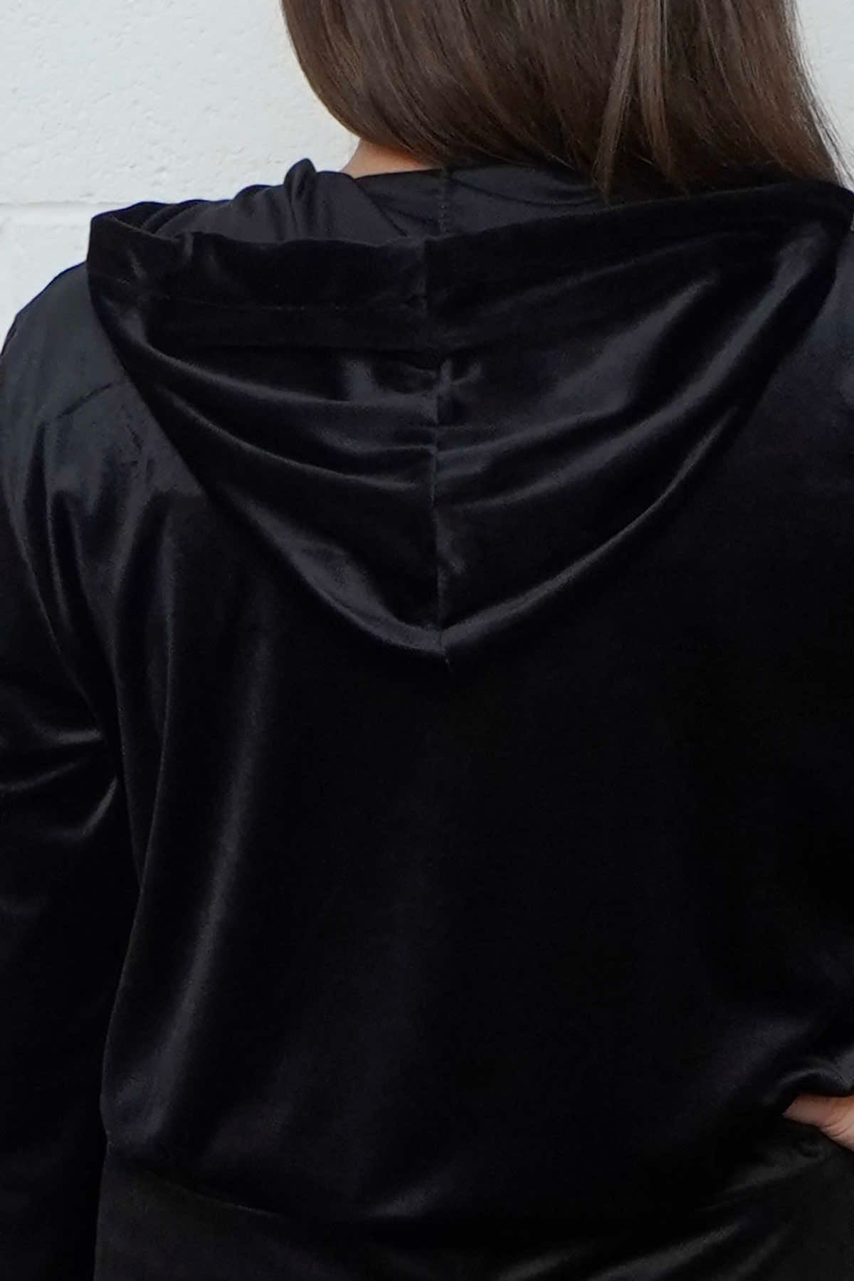 Rochelle Leopard Zip Hooded Top Black