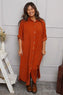 Tisha Needlecord Shirt Dress Burnt Orange