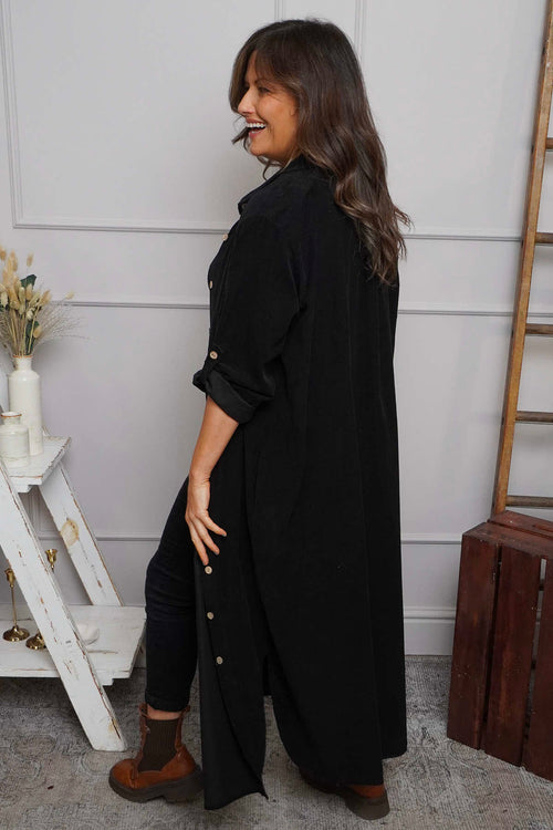 Tisha Needlecord Shirt Dress Black - Image 4