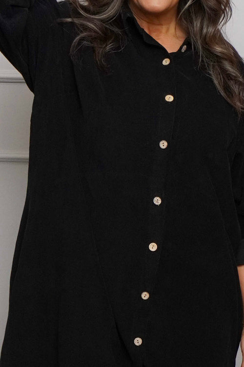 Tisha Needlecord Shirt Dress Black - Image 3