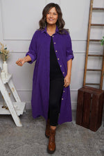 Tisha Needlecord Shirt Dress Purple Purple - Tisha Needlecord Shirt Dress Purple