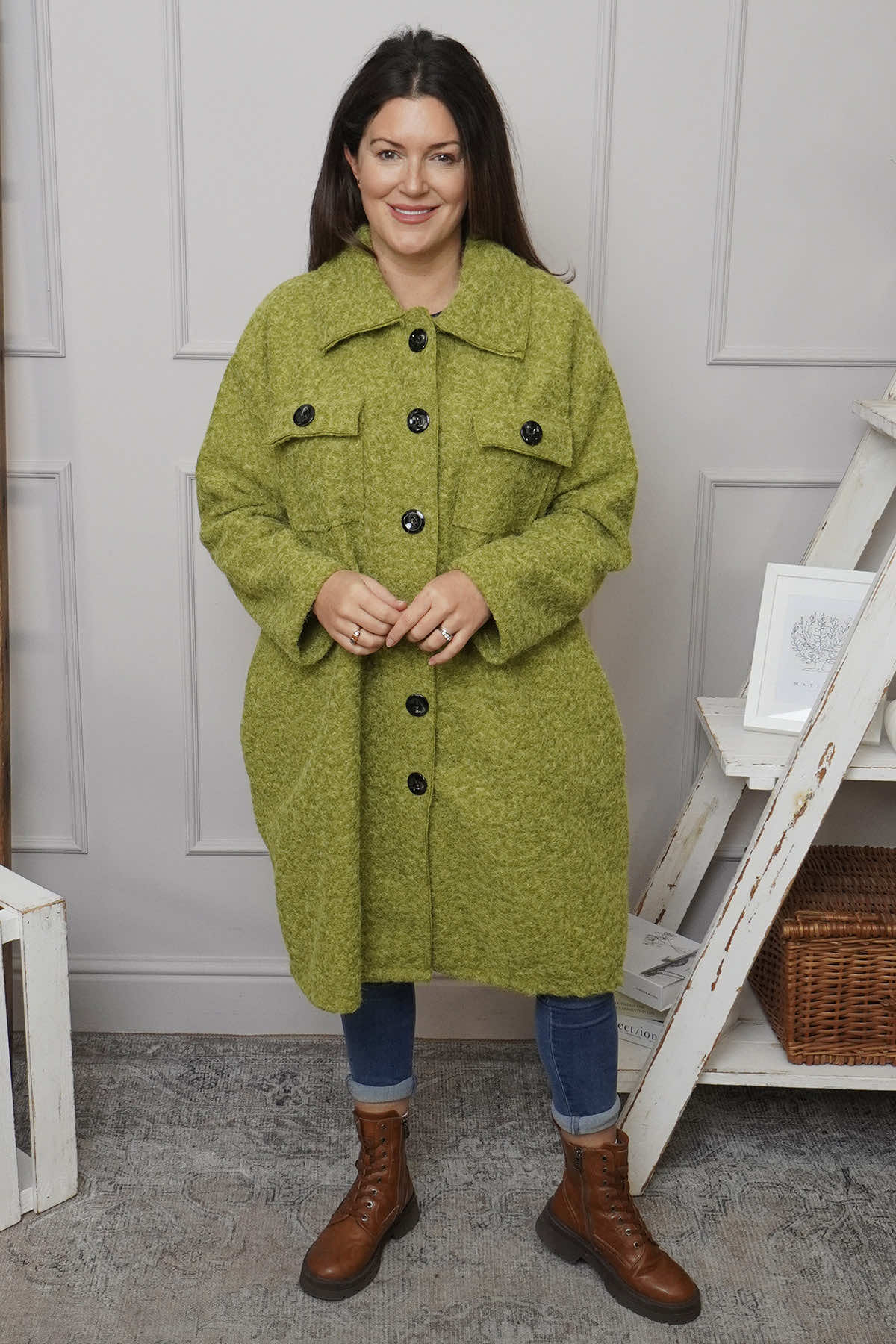 Chrysanta Coat Green