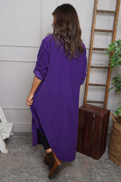 Tisha Needlecord Shirt Dress Purple - Image 4