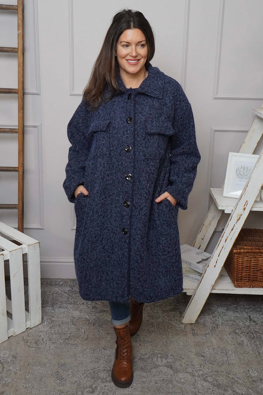 Chrysanta Coat Navy