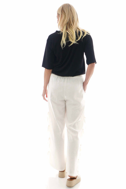 Macie Tie Leg Linen Trousers Cream - Image 6