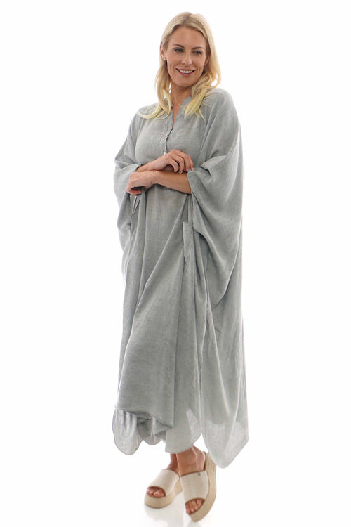 Elham Washed Linen Dress Mid Grey - Image 2