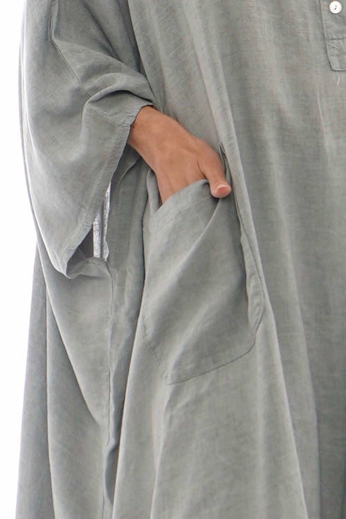 Elham Washed Linen Dress Mid Grey - Image 3