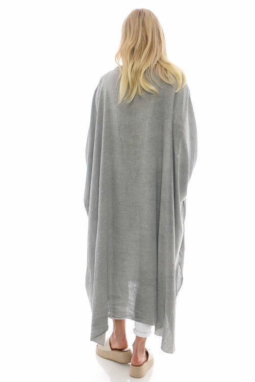 Elham Washed Linen Dress Mid Grey - Image 4