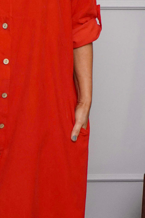 Tisha Needlecord Shirt Dress Red - Image 3