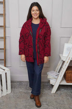 Olympia Embroidered Pattern Wool Jacket Wine Wine - Olympia Embroidered Pattern Wool Jacket Wine