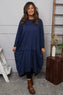 Lotus Cotton Dress Navy