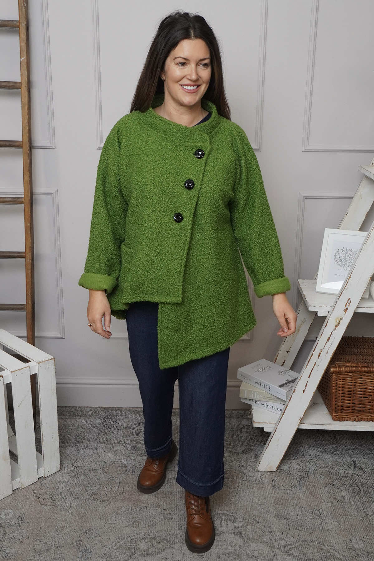 Shona Boucle Jacket Green