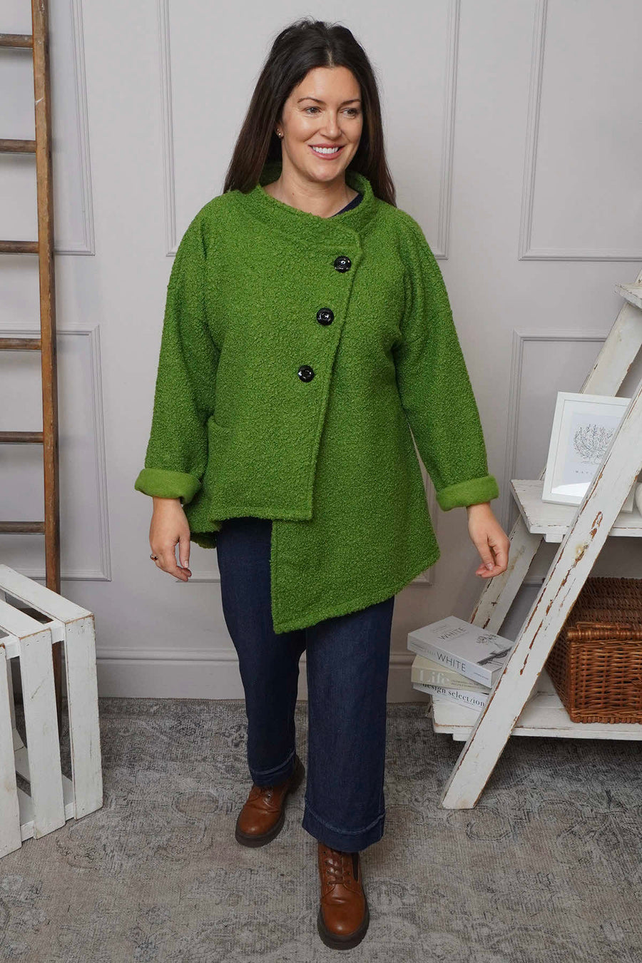 Shona Boucle Jacket Green