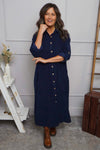 Tisha Needlecord Shirt Dress Navy