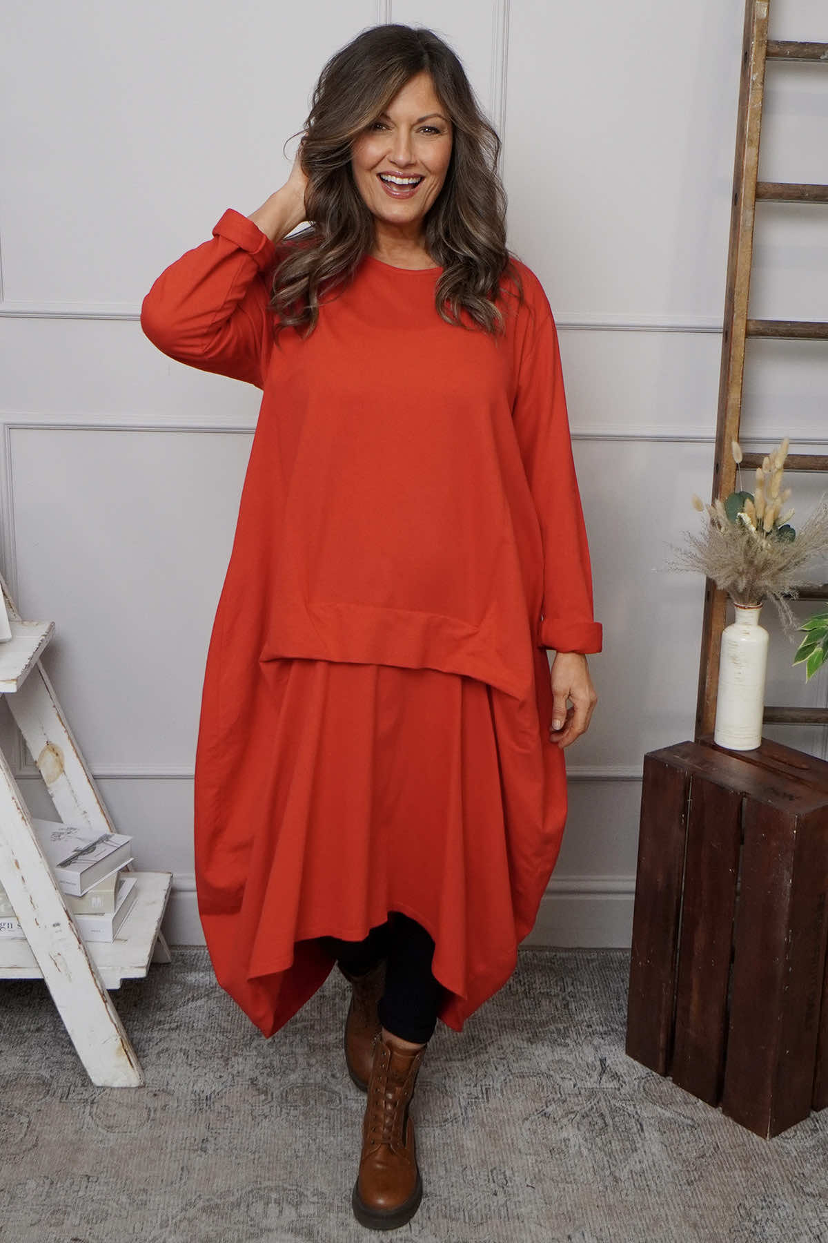 Lotus Cotton Dress Red