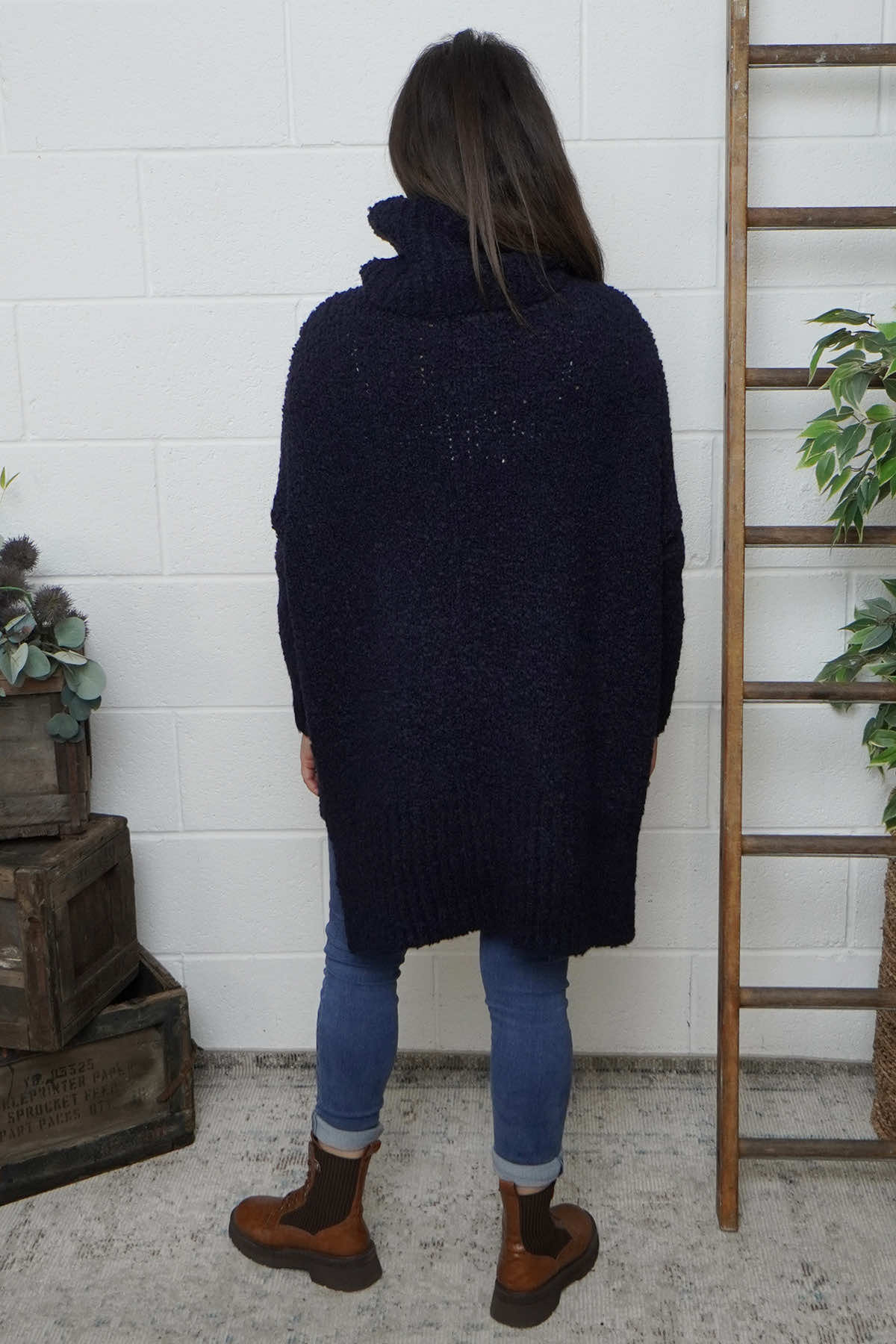 Shani Boucle Polo Knitted Jumper Navy