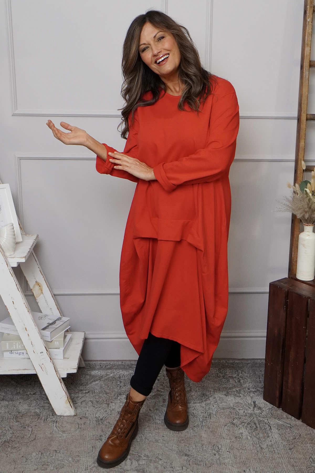 Lotus Cotton Dress Red