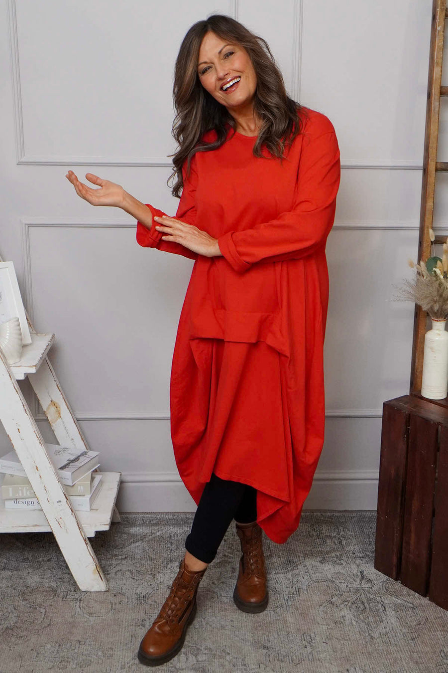 Lotus Cotton Dress Red