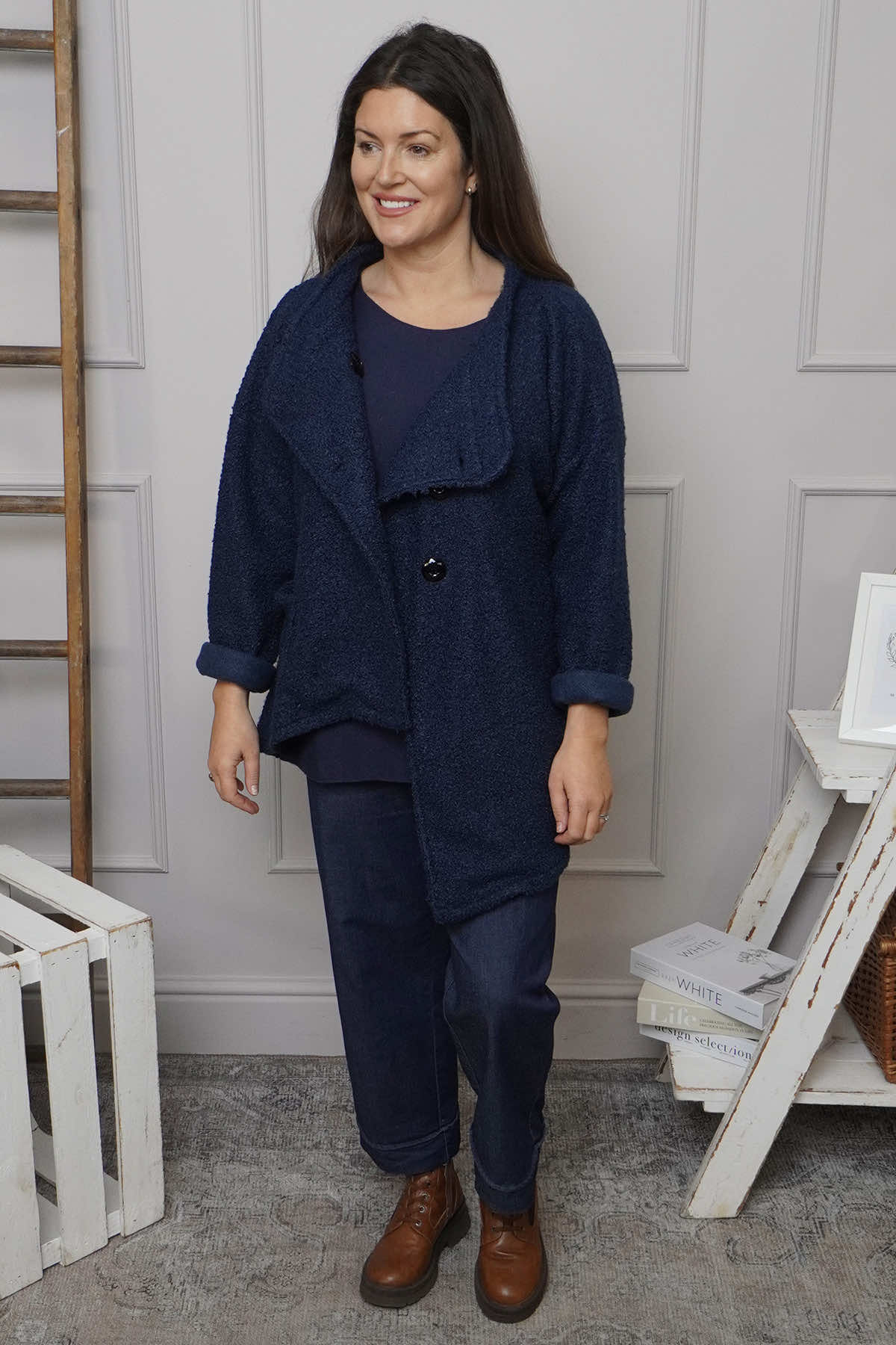 Shona Boucle Jacket Navy