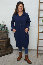 Lizzie Needlecord Button Tunic Navy Navy - Lizzie Needlecord Button Tunic Navy